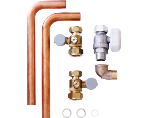 Kupferrohre, Eckventile und Fittinge für Sanitärinstallationen