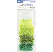 Kunststoffperlen, 6 mm, in abgestuften Grüntönen in Verpackung
