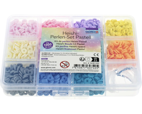 Glorex Heishi Perlen-Set Pastell mit circa 1000 Stück