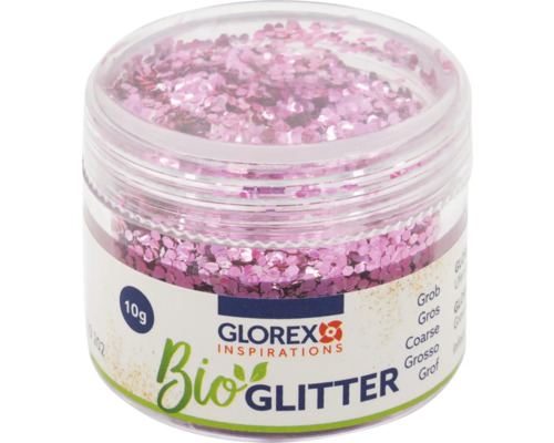 Dose mit grobem, rosa Glorex Bio-Glitzer, 10 Gramm