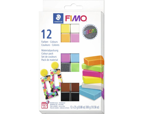 FIMO Effect Modelliermasse Colour Pack Neon 12x 25 g Fimo Modelliermasse, Packung mit zwölf Farben