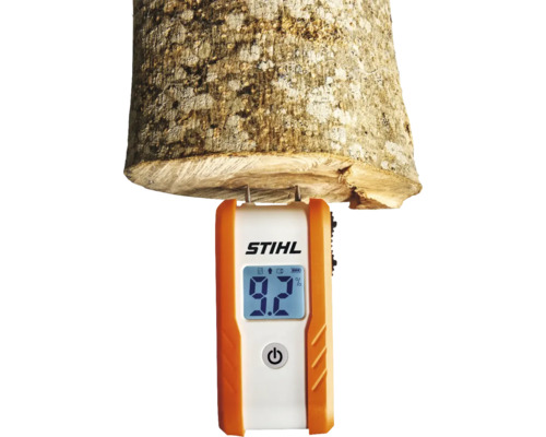 Stihl Holzfeuchtemessgerät misst Holzfeuchtigkeit