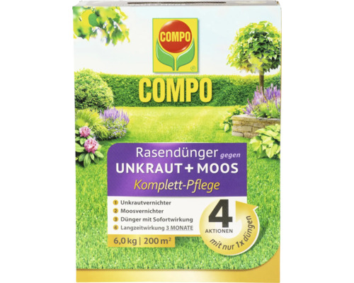 COMPO Rasendünger gegen Unkraut und Moos, 6,0 kg