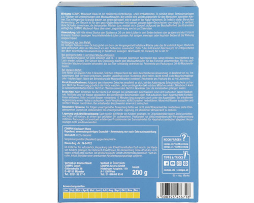 Informationen und Anweisungen zur Verwendung von COMPO Maulwurf Raus