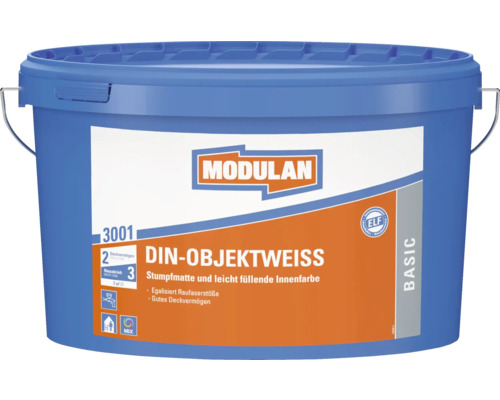MODULAN 3001 DIN-Objektweiß Wandfarbe im Wunschfarbton mischen lassen Eimer mit Innenfarbe DIN-Objektweiss von Modulan