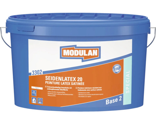 MODULAN 3302 Seidenlatex 20 Wandfarbe im Wunschfarbton mischen lassen Eimer mit Modulan Seidenlatex 20 Innenfarbe