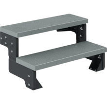 Zweistufige Treppe aus Aluminium und Stahl
