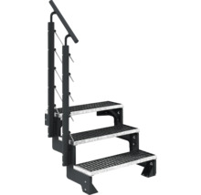 Metalltreppe mit drei Stufen und Geländer