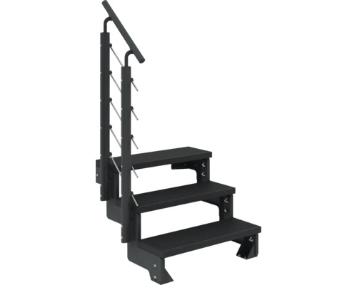 Treppe mit drei Stufen und Geländer