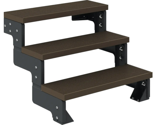 Dreistufige Treppe aus Kunststoff und Metall
