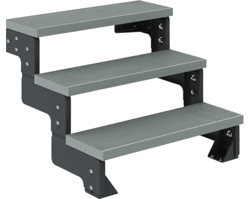 Dreistufige Treppe aus Kunststoff für den Außenbereich