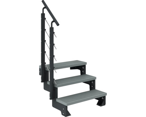 Treppe mit drei Stufen und Geländer