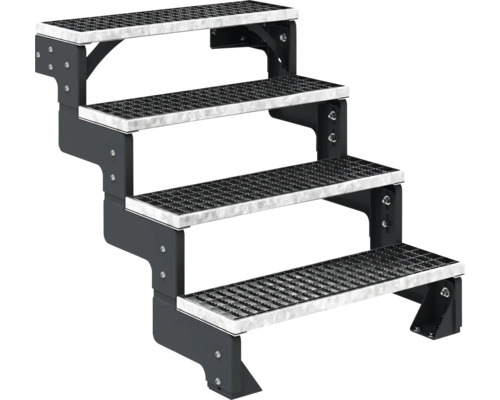 Treppe mit vier Stufen aus Metall