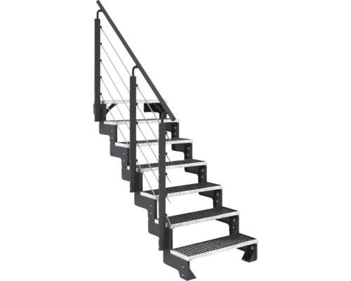 Metalltreppe mit Geländer und Gitterstufen