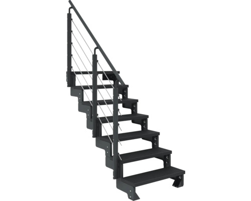 Metalltreppe mit Geländer und Seilkonstruktion
