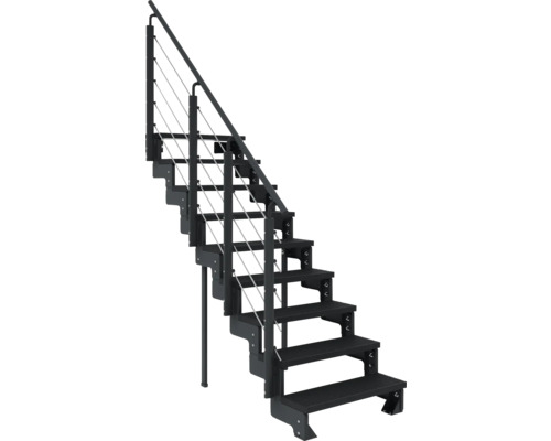 Stahltreppe mit Geländer und Stufen