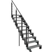 Freistehende Treppe mit Geländer und Stahlseilen