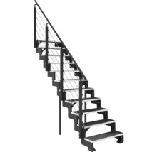 Treppe mit Geländer und Gitterstufen