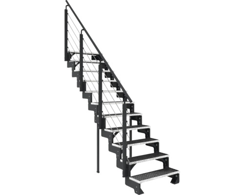 Treppe mit Geländer und Gitterstufen