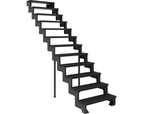 Gerade Treppe aus Metall mit Stützfuß