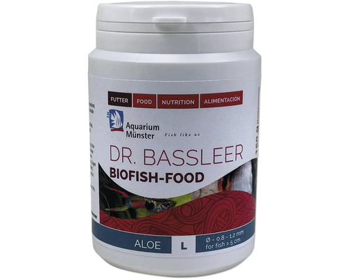 Aquariumfischfutter Aquarium Münster Dr. Bassleer Biofish Food ALOE L 150 g Dr. Bassleer Biofish-Food in einer weißen Dose