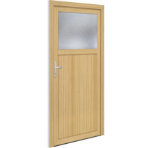 Holztür mit Glaseinsatz und Türgriff