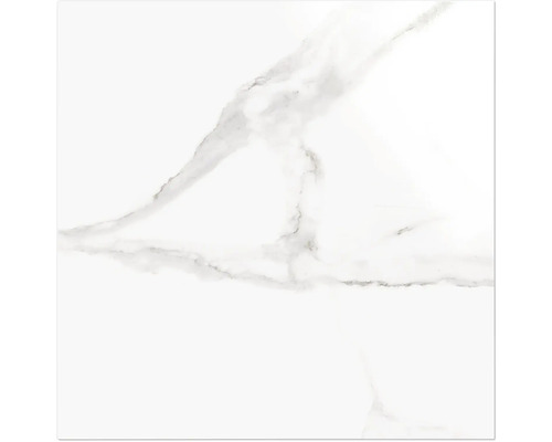 Feinsteinzeug Wand- und Bodenfliese Wandfliese PURE Blanco 60 cm x 60 cm x 0,8 cm weiß marmoriert rektifiziert Fliesenmuster mit Marmoroptik