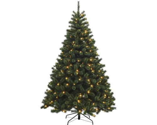 künstlicher LED Weihnachtsbaum Tannenbaum Lafiora Calgary Ø 130 cm H 185 cm Geschmückter künstlicher Weihnachtsbaum mit Lichtern auf einem Ständer