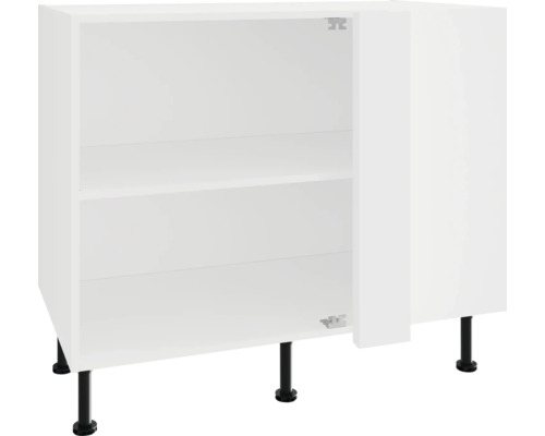 PICCANTE Smart Eck-Unterschrankkorpus für 1 Drehtür BxTxH 100 x 55,5 x 70,4 cm weiß zerlegt "Nr. 30" Weißer Unterschrank mit offener Tür und Einlegeböden