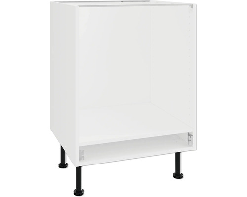 PICCANTE Smart Unterschrankkorpus für Herdumbau BxTxH 60 x 55,5 x 70,4 cm weiß zerlegt "Nr. 26" Weißer Küchenunterschrank mit schwarzen Füßen