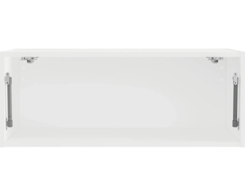 Innenansicht eines weißen Hängeschranks mit Gasdruckdämpfern