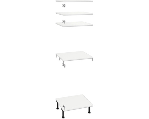 Drei weiße Badezimmerwaschtische mit unterschiedlichen Befestigungsarten.