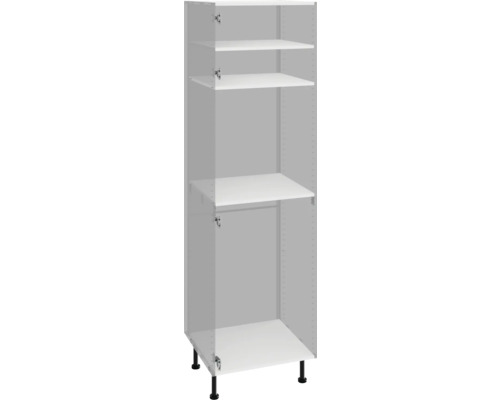 PICCANTE Smart Bodenpaket zu Hochschrank mit Backofen und Kühlschrank weiß zerlegt "Nr. 47" Küchenschrank mit Einlegeböden und Füßen