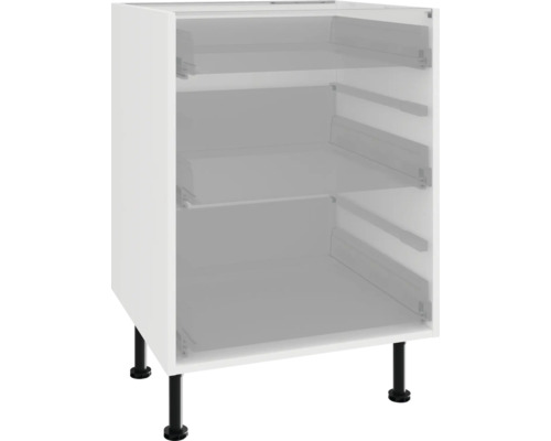 Küchenunterschrank mit drei Fächern und schwarzen Füßen