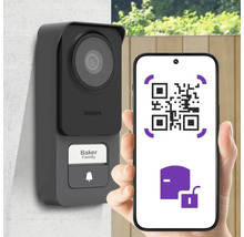 Philips Türklingel mit Kamera und Smartphone mit QR-Code