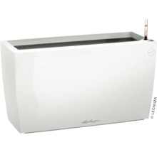 Rechteckiger, weisser Pflanzkasten mit Wasserstandsanzeiger