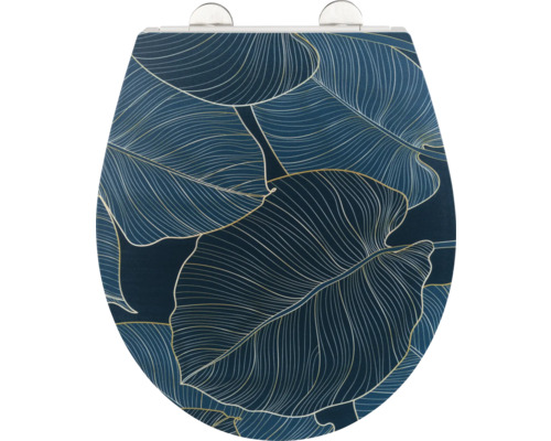Wenko WC-Sitz Big Leaves mit Absenkautomatik Befestigungsart von oben 25193100 Toilettensitz mit Blattmuster