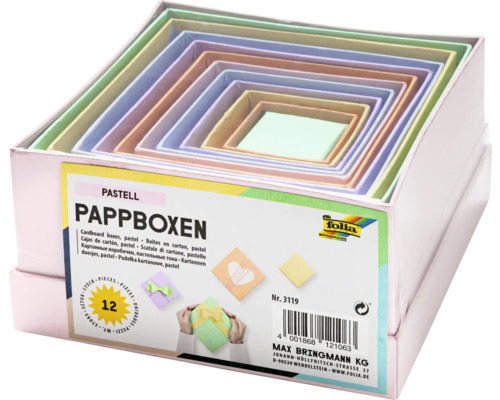 Pappboxen Pastell eckig 6 Farben in verschiedenen Größen