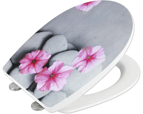 WC-Sitz mit Stein- und Blumenmuster