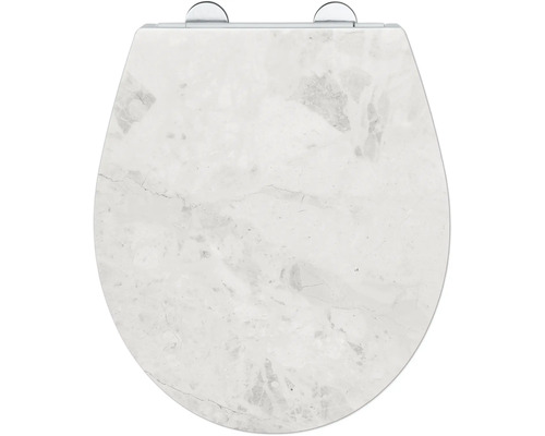 Wenko WC-Sitz White Marble mit Absenkautomatik Befestigungsart von oben 25385100 Toilettendeckel aus Marmor