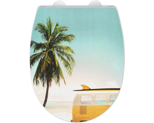 Toilettendeckel mit Palmen- und Strandmotiv