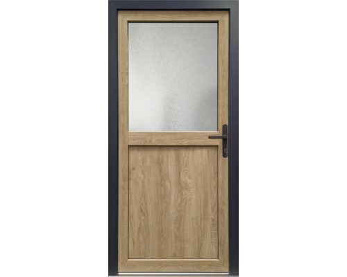 Haustür mit Glaseinsatz und Holzdekor