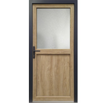 Tür mit Holzoptik und Glaseinsatz