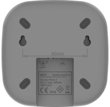 Rückseite eines Smart Home Access Points mit Montagevorrichtungen und technischen Informationen.
