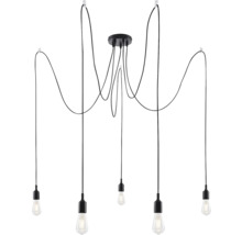 Schwarze Pendelleuchte mit fünf Lampen