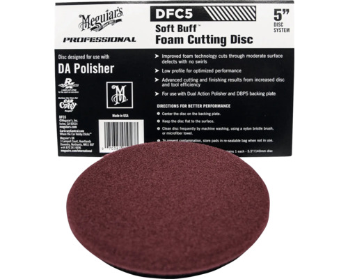 Meguiar's Polierscheibe Schaumstoff DA Soft Buff DFC5 127 mm Meguiars DFC5 Soft Buff Schaumstoff-Schneidscheibe für Dual Action Polierer, 140 mm