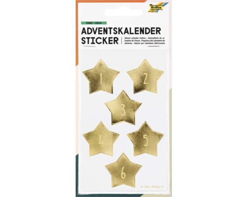 Adventskalendersticker Stars Gold 4 Blätter 24 Sticker Adventskalender Aufkleber Sterne Gold
