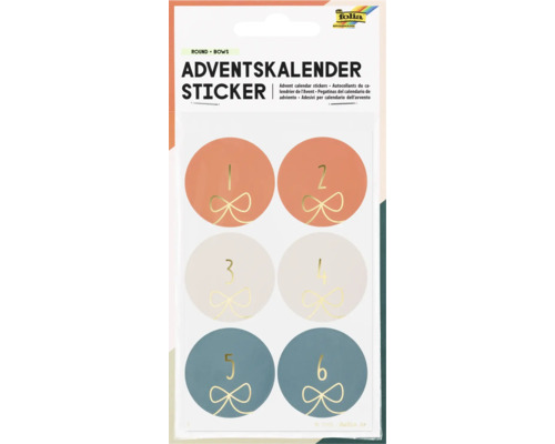 Adventskalendersticker Round Bows 4 Bläter 24 Sticker Adventskalender Aufkleber mit Zahlen und Schleifen