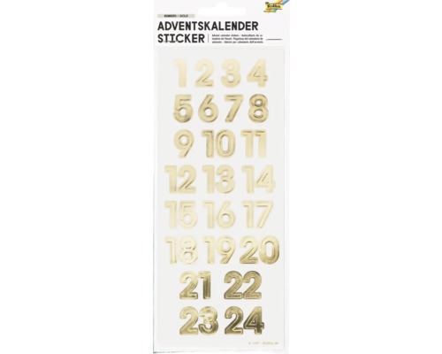 Adventskalendersticker Numbers Gold 24 Sticker Adventskalender Aufkleber mit goldenen Zahlen von 1 bis 24