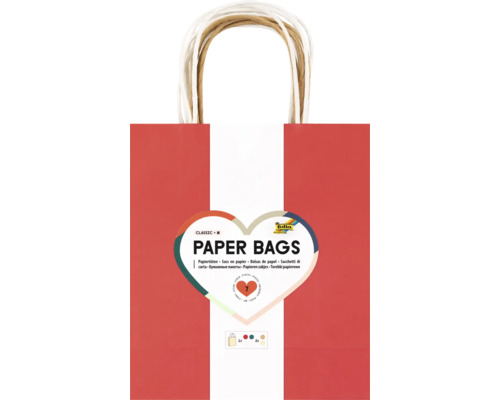 Papiertüten Classic M 18x21x8 cm 7 Stück Papiertragetasche mit Papiergriffen, mittelgroß